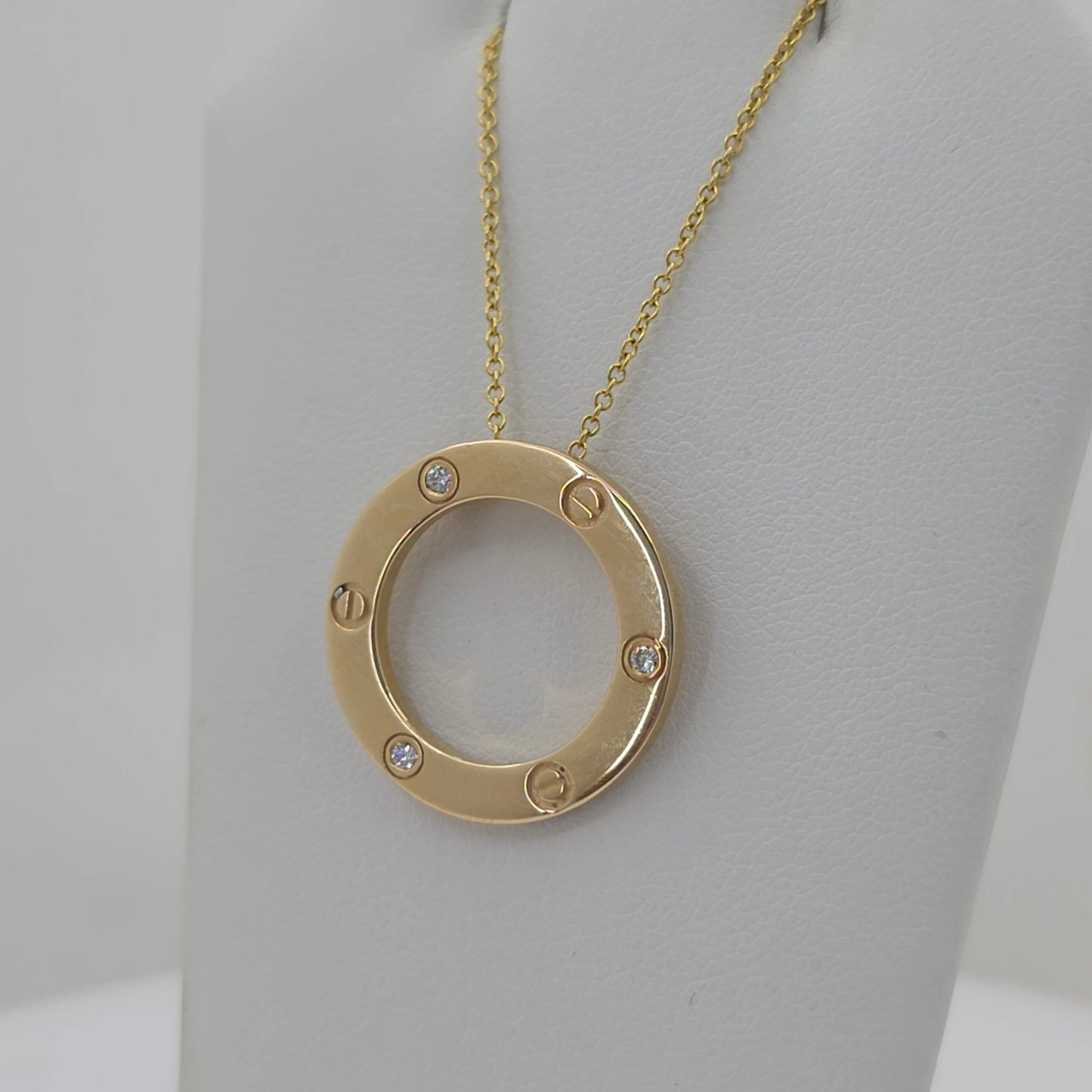 14KT Yellow Gold Lab Grown Diamond 0.07ct Circle Necklace – 18 Inch Chain