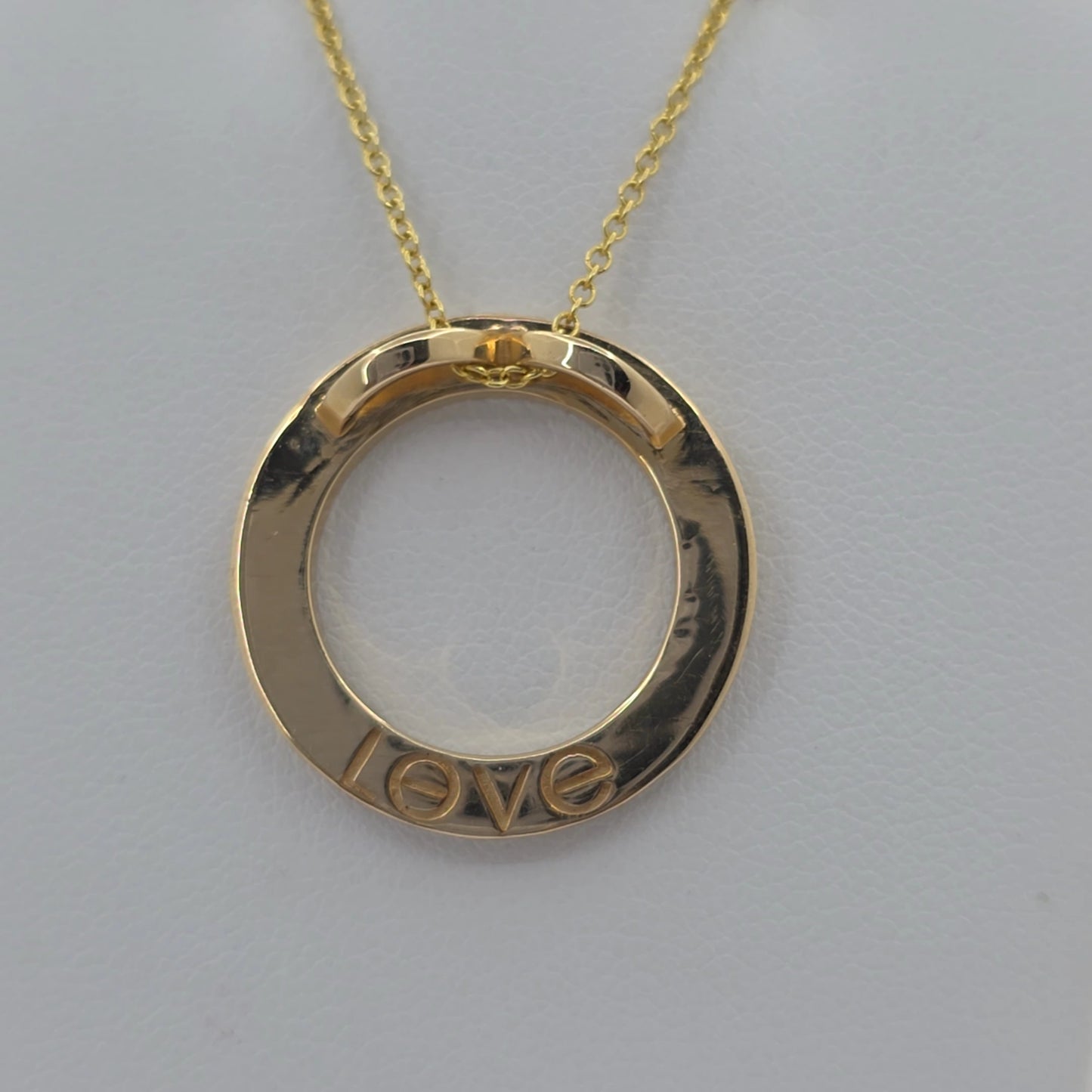 14KT Yellow Gold "LOVE" Necklace Pendant with Lab Grown Diamonds