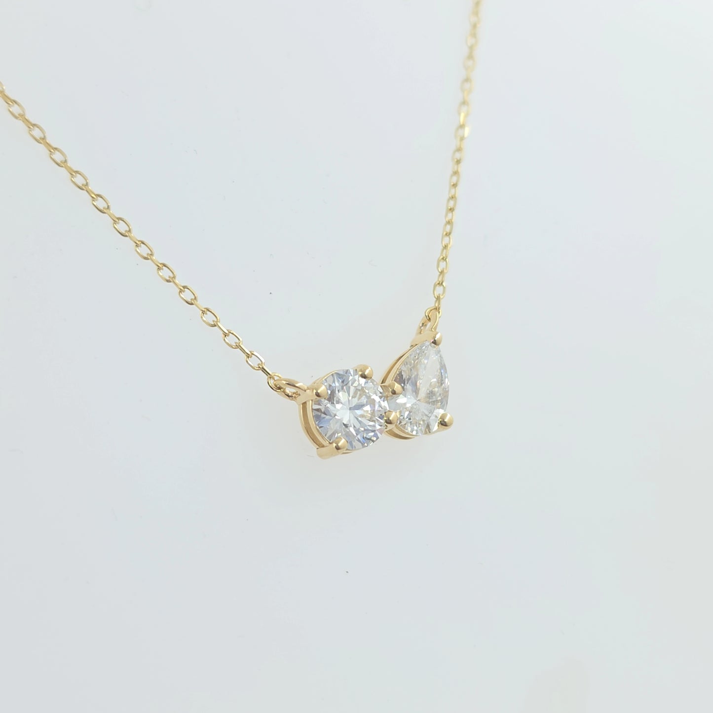 14KT Yellow Gold 1.81ctw Toi et Moi Diamond Necklace