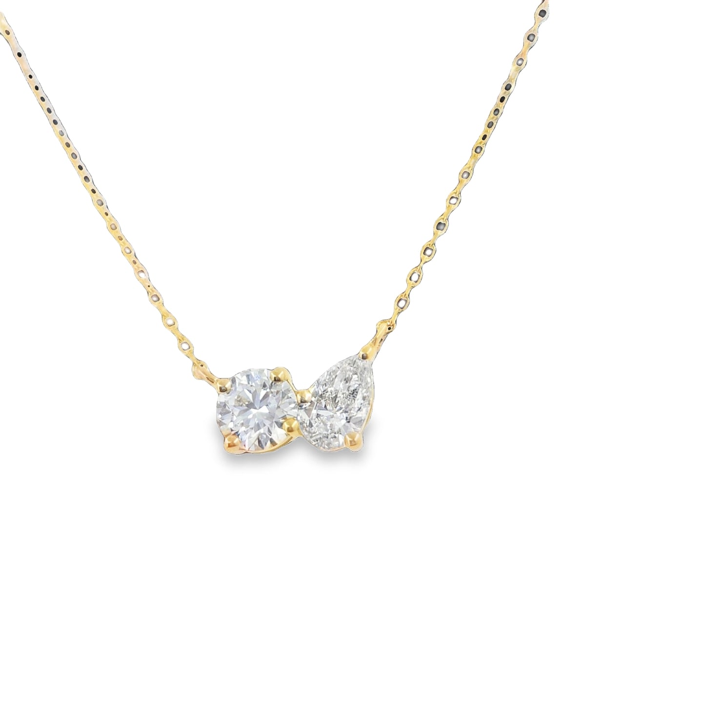 14KT Yellow Gold 1.81ctw Toi et Moi Diamond Necklace