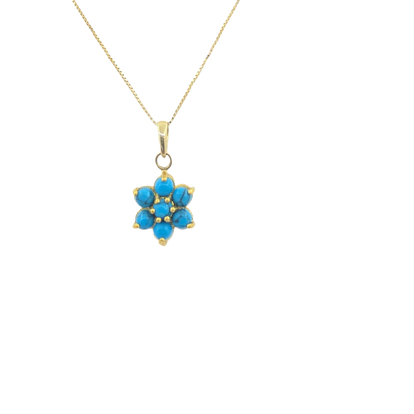 22kt Gold Turquoise Flower Pendant