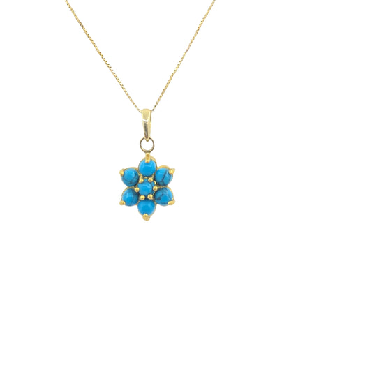 22kt Gold Turquoise Flower Pendant