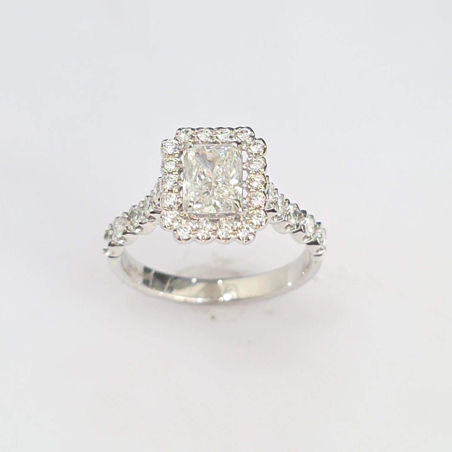 IGI Certified 1.63CT Lab Grown Diamond Radiant Cut Halo Engagement Ring | 14K White Gold | G VS1 |