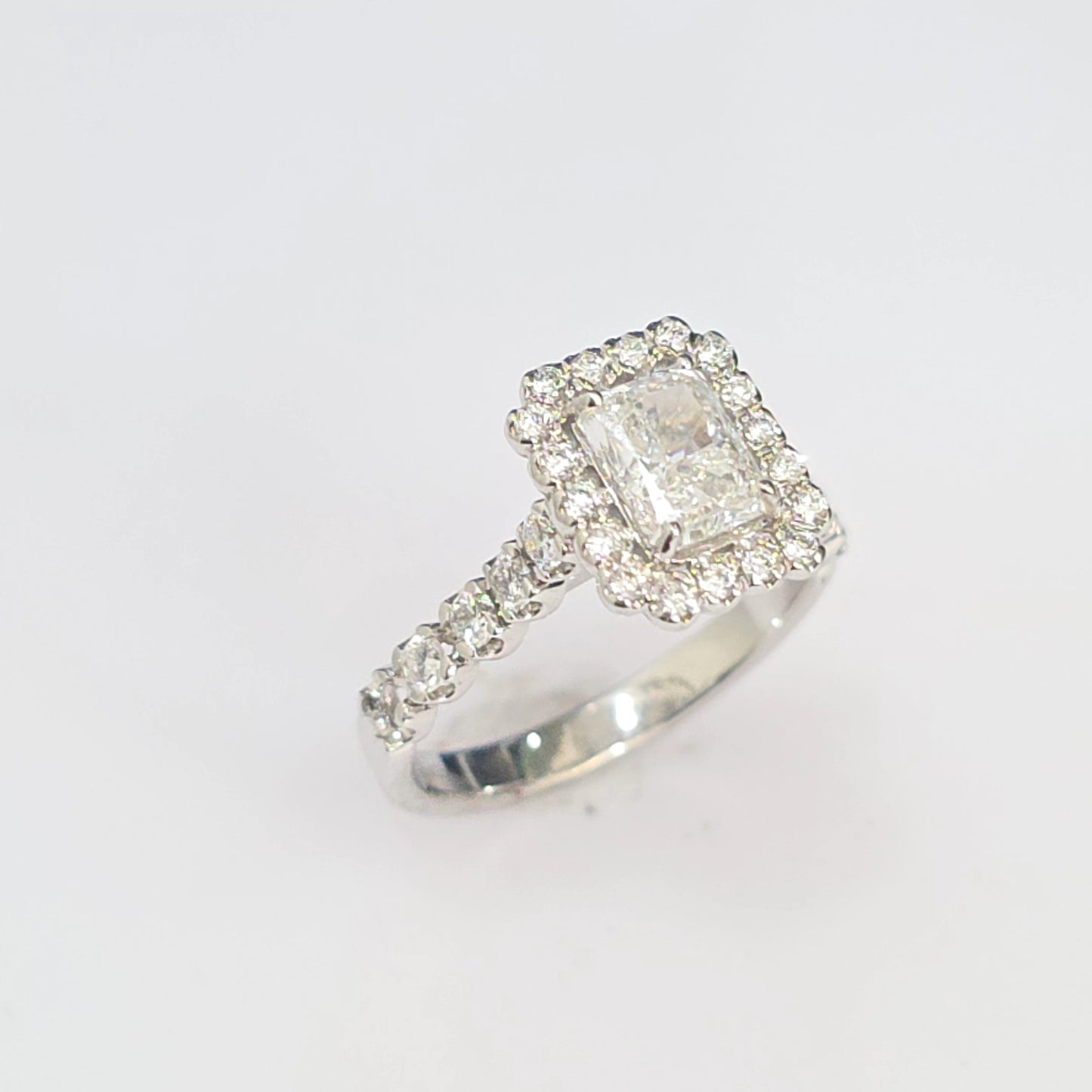IGI Certified 1.63CT Lab Grown Diamond Radiant Cut Halo Engagement Ring | 14K White Gold | G VS1 |