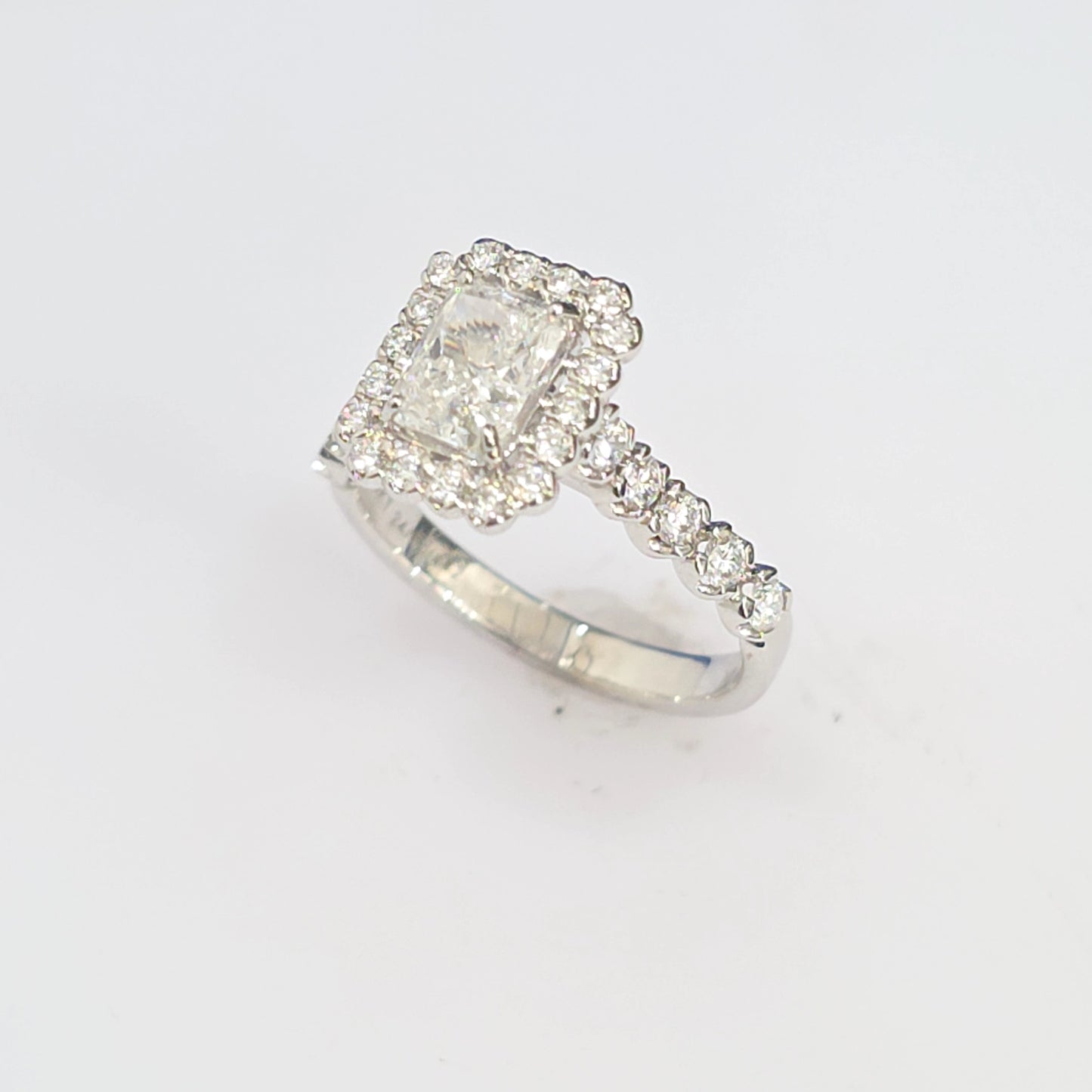 IGI Certified 1.63CT Lab Grown Diamond Radiant Cut Halo Engagement Ring | 14K White Gold | G VS1 |