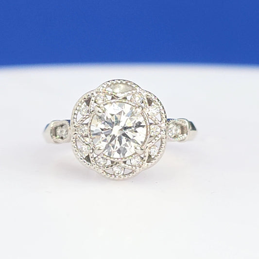 14K White Gold 1.25ct Round Cut Lab Grown Diamond Engagement Ring – IGI Certified – Size 7