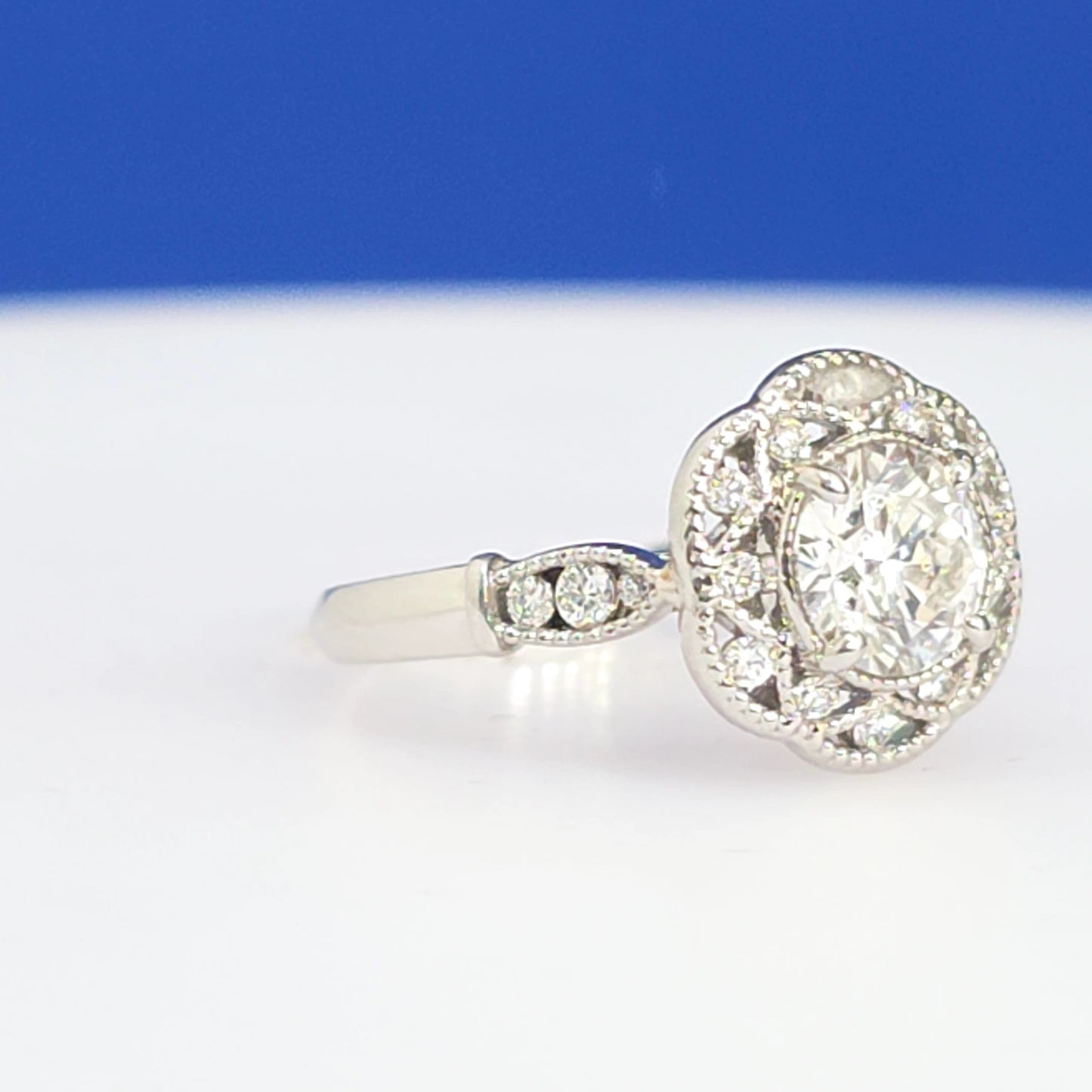 14K White Gold 1.25ct Round Cut Lab Grown Diamond Engagement Ring – IGI Certified – Size 7