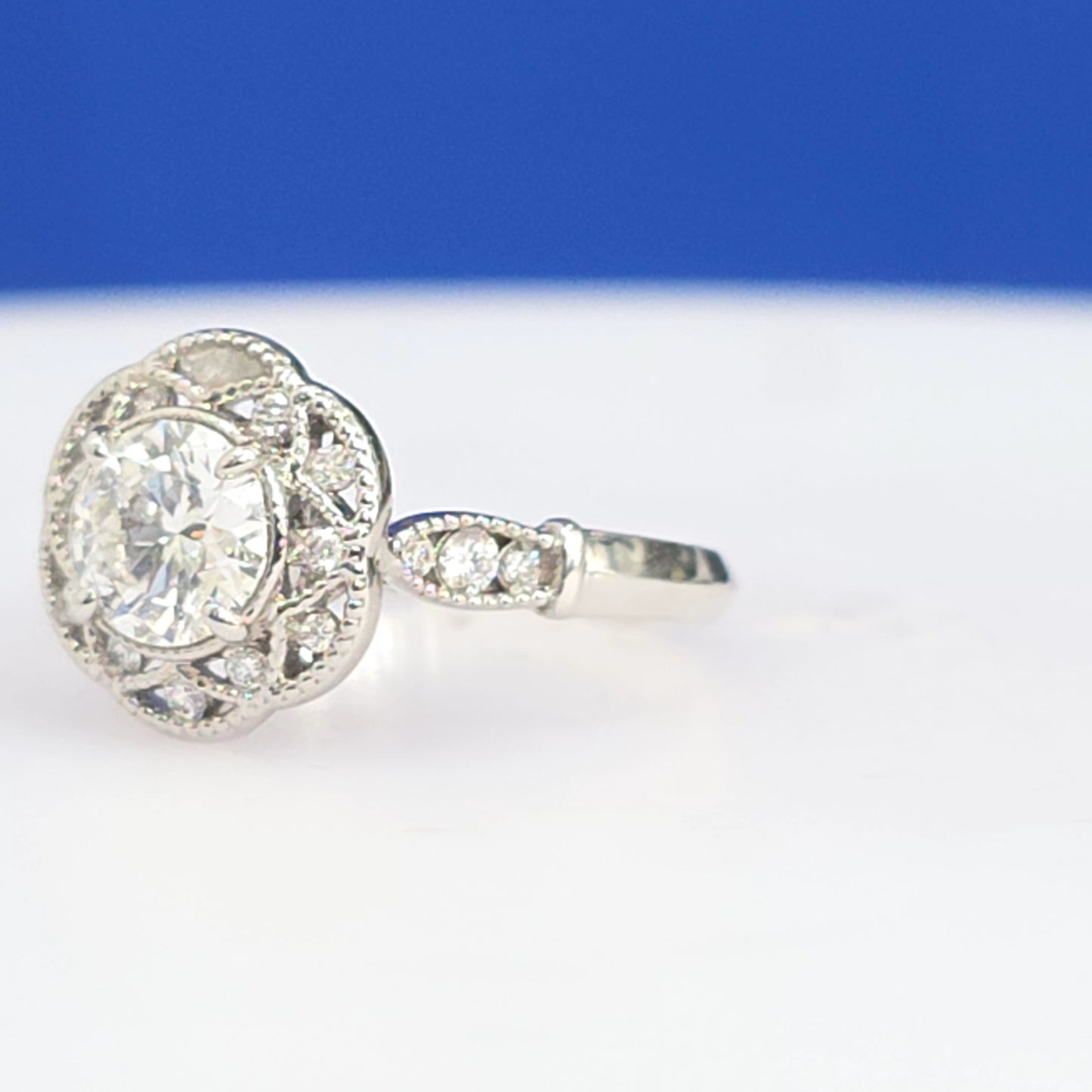 14K White Gold 1.25ct Round Cut Lab Grown Diamond Engagement Ring – IGI Certified – Size 7