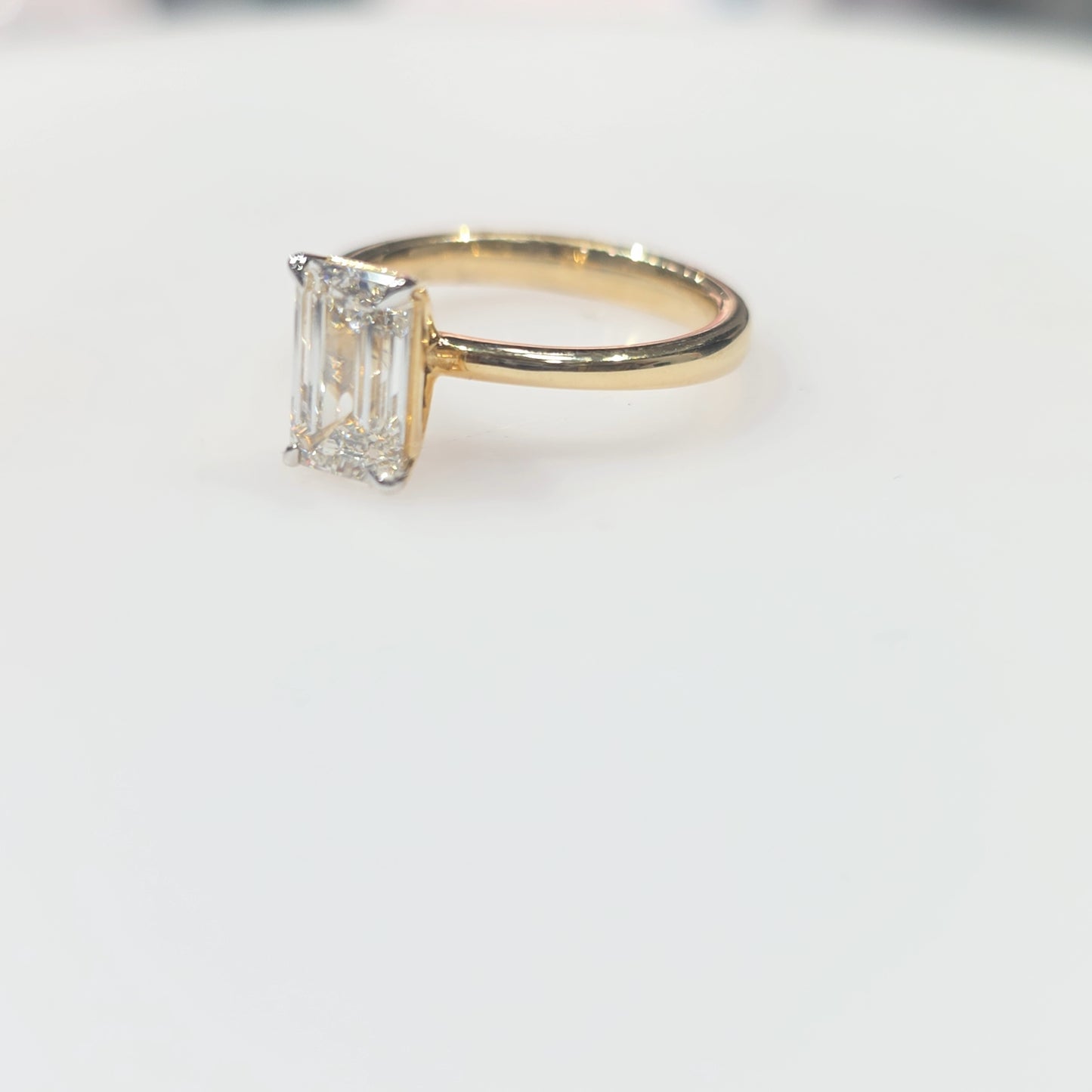 14K Yellow Gold 1.90 CT Emerald Cut Lab Grown Diamond Solitaire Engagement Ring – E/F VVS-VS – Size 7