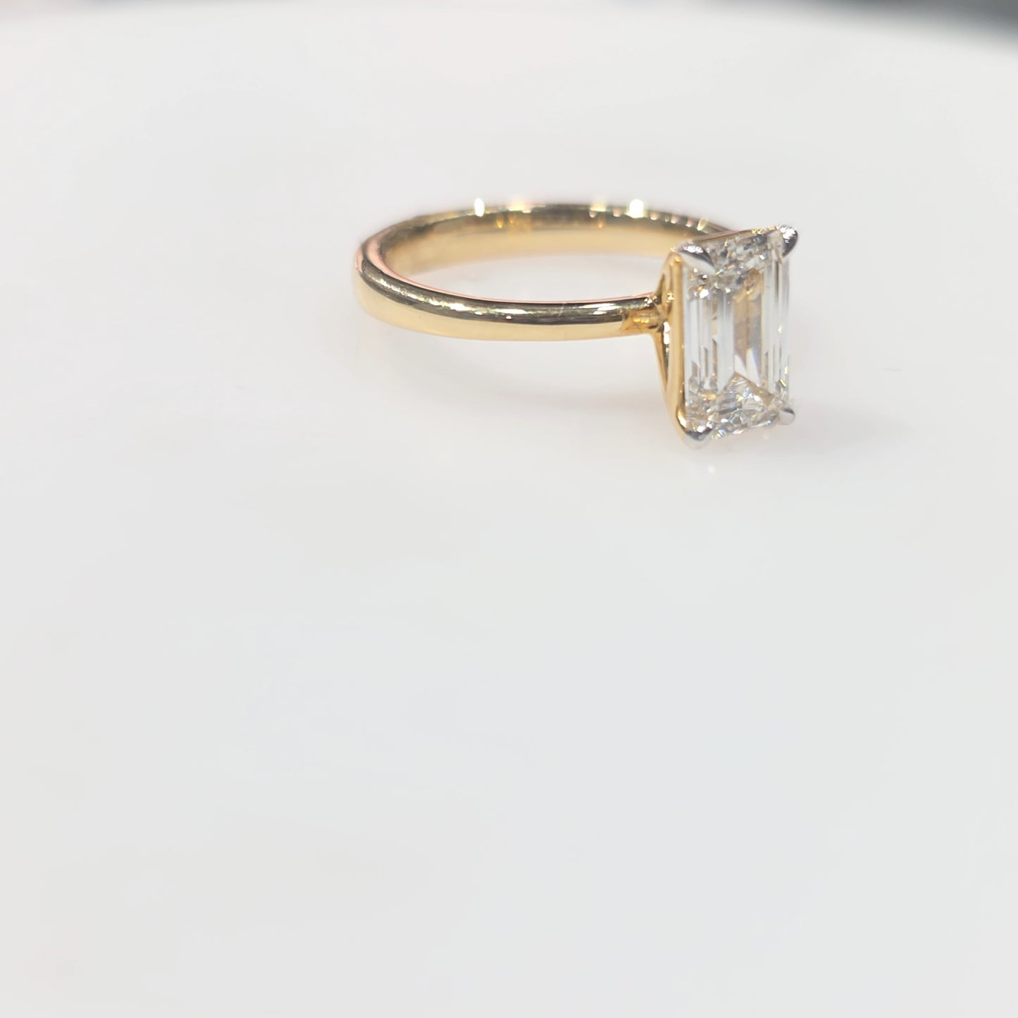 14K Yellow Gold 1.90 CT Emerald Cut Lab Grown Diamond Solitaire Engagement Ring – E/F VVS-VS – Size 7