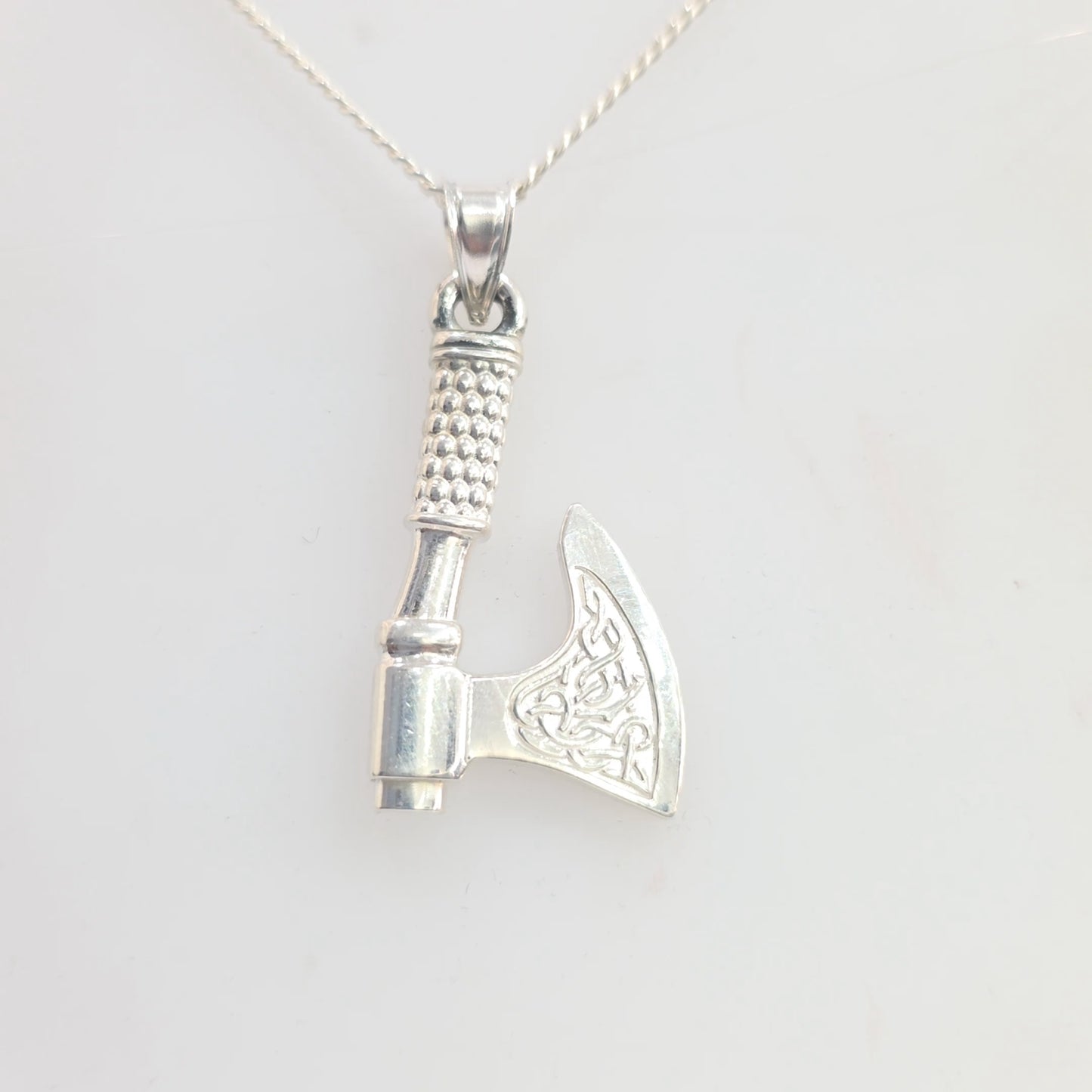Sterling Silver Viking / Celtic Axe Necklace Pendant