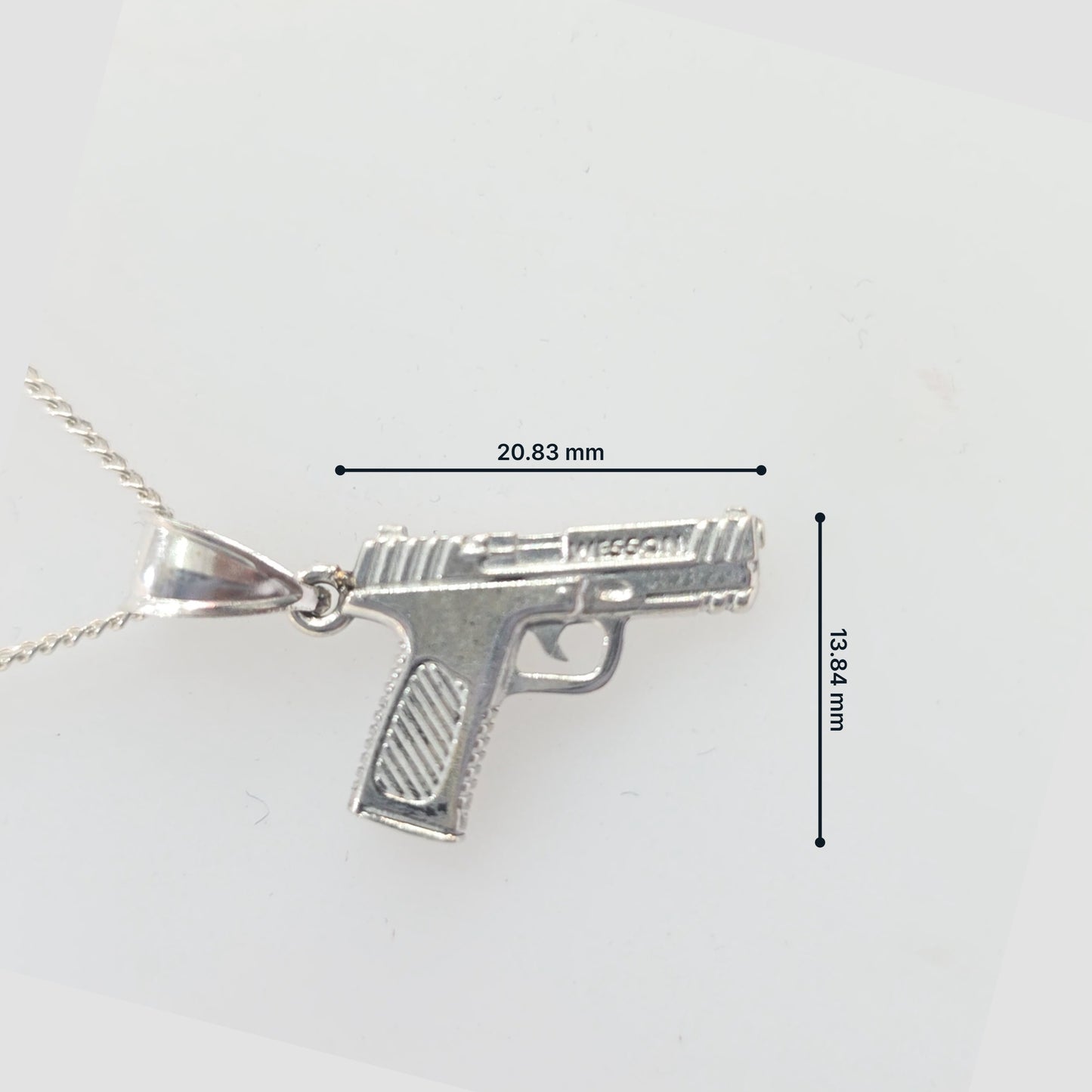 Sterling Silver S&W Gun Necklace Pendant