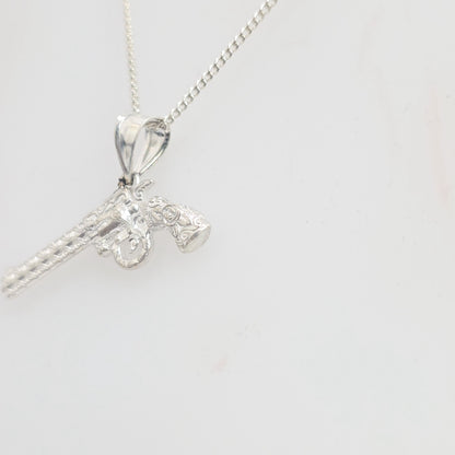 Magnum Gun Rose Engraving Necklace Pendant