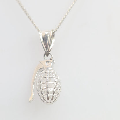 Sterling Silver Grenade with Heart Necklace Pendant