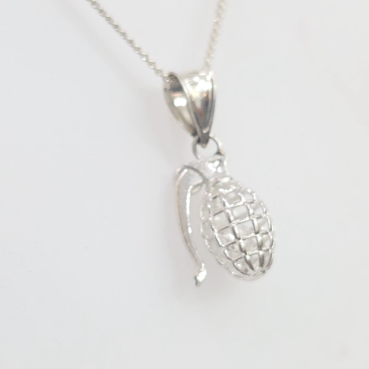 Sterling Silver Grenade with Heart Necklace Pendant