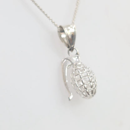 Sterling Silver Grenade with Heart Necklace Pendant