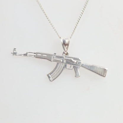 Sterling Silver Machine Gun Necklace Pendant
