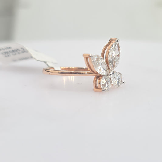 14K Rose Gold Lab-Grown Diamond Butterfly Ring – 1.45 CTW