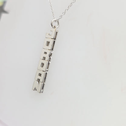 Jordan Vertical Name Necklace – Sterling Silver | Double Plate Design | 18" Chain Included