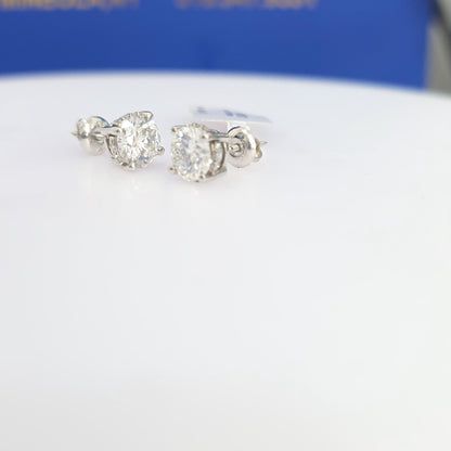 2.15 CTW CERTIFIED Lab-Grown Diamond Hidden Halo Solitaire Stud Earrings