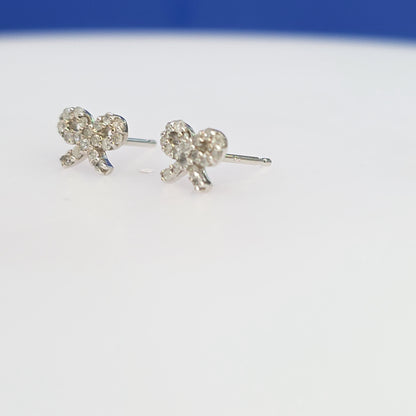14kt White Gold Diamond Bow Earrings -0.25ctw