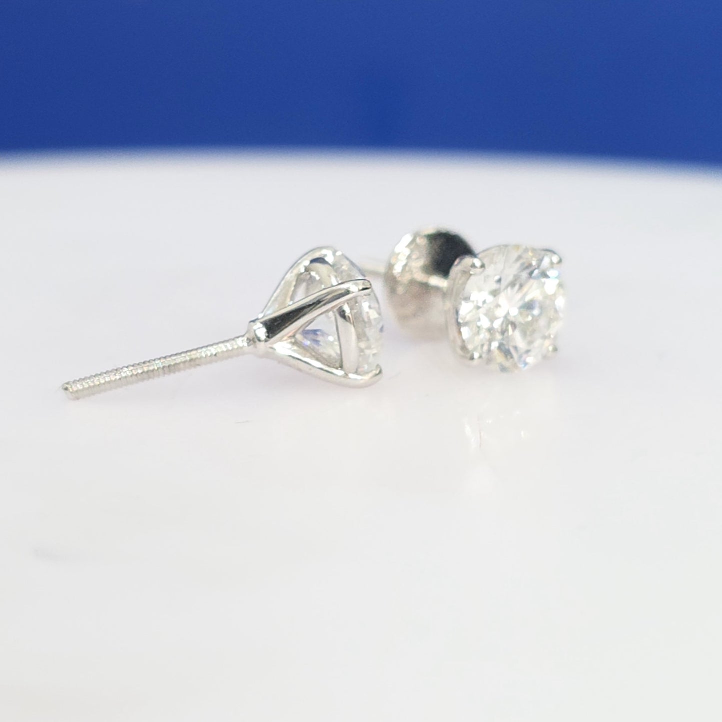 14K White Gold 2.00 CTW Lab Grown Diamond Martini Stud Earrings – Screw Back