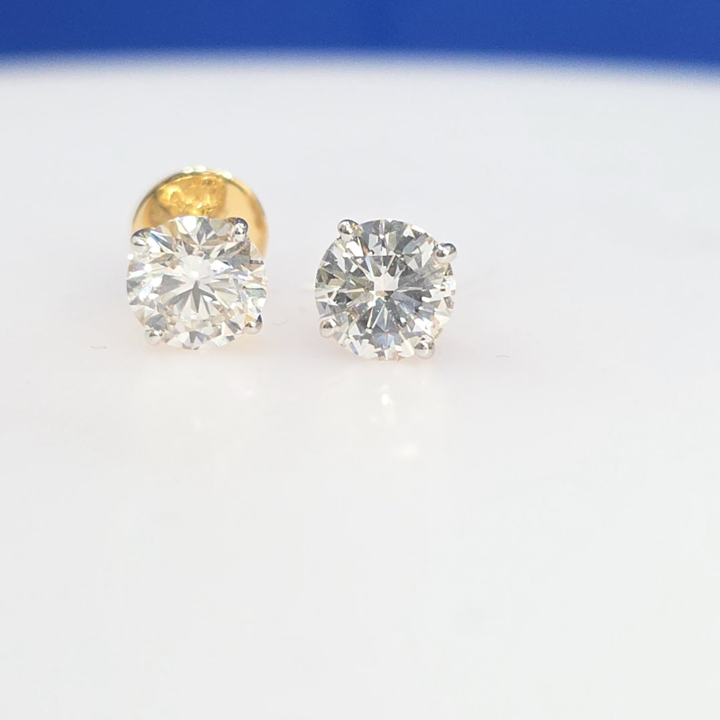 14K Yellow Gold Lab Grown Diamond Martini Stud Earrings – 2.14 CTW | Jumbo Screw Backs