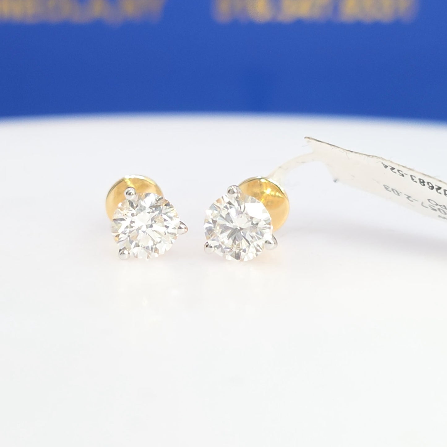 2.00 CTW 3-Prong Diamond Martini Stud Earrings – 14K Yellow Gold
