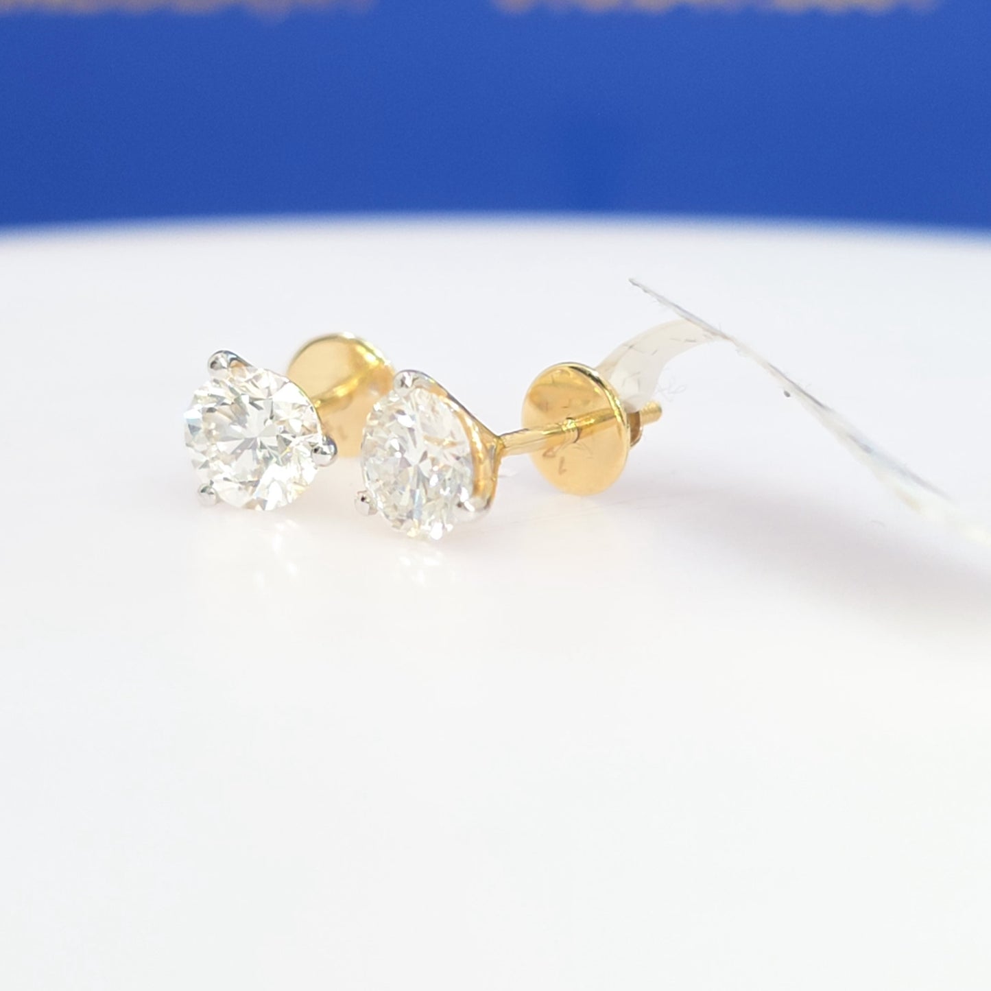 2.00 CTW 3-Prong Diamond Martini Stud Earrings – 14K Yellow Gold