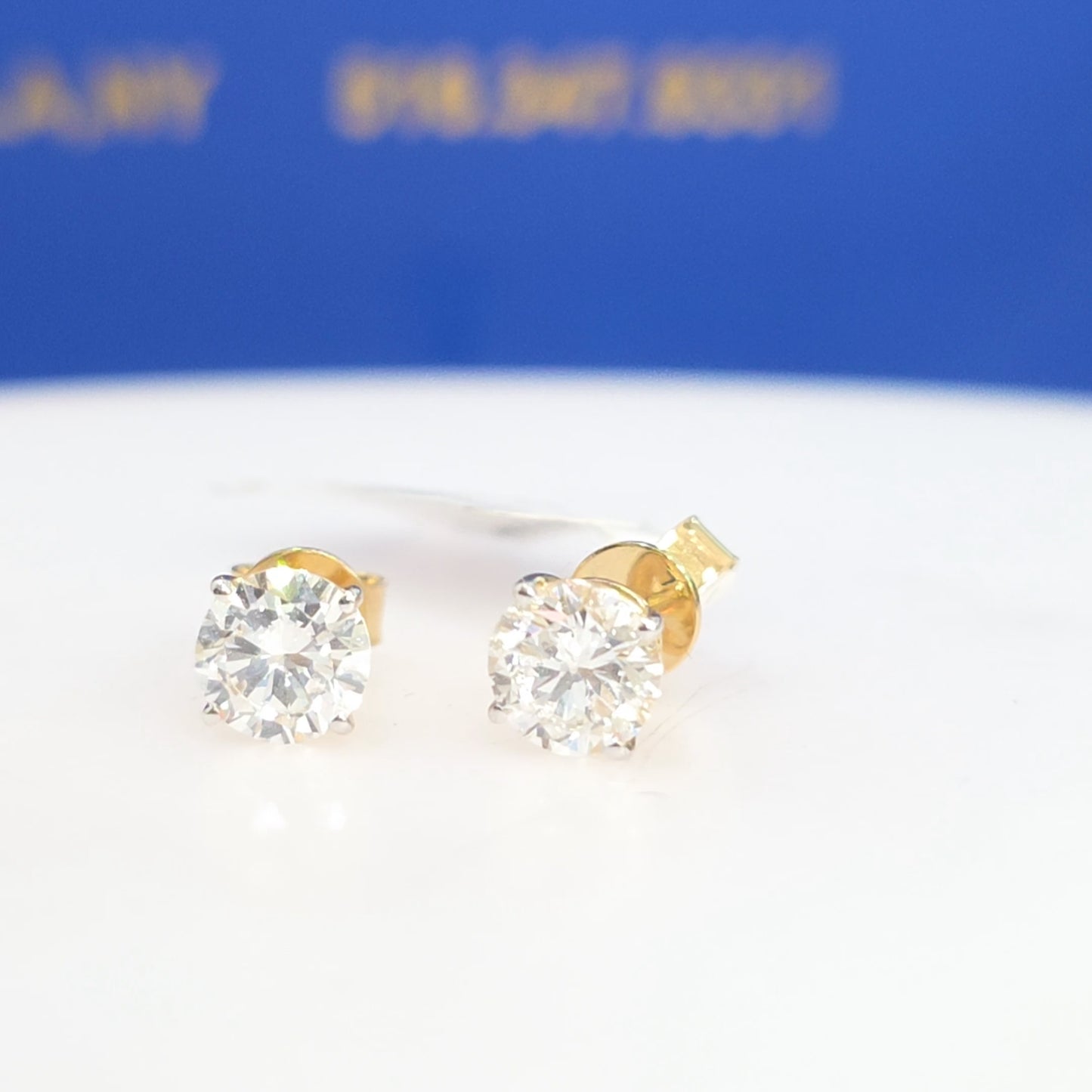 14Kt Yellow Gold Lab Grown Diamond Stud Earrings – 2.00 CTW Round Brilliant Push Back