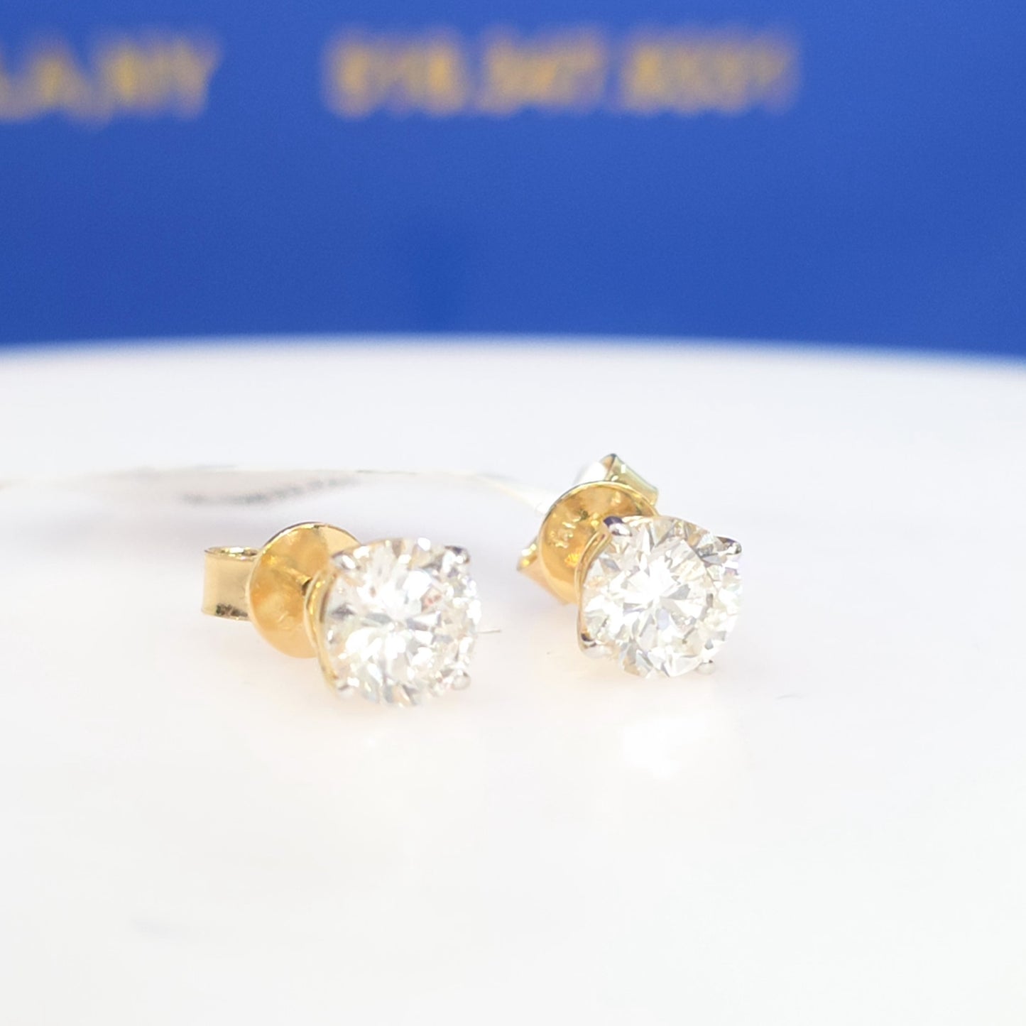 14Kt Yellow Gold Lab Grown Diamond Stud Earrings – 2.00 CTW Round Brilliant Push Back