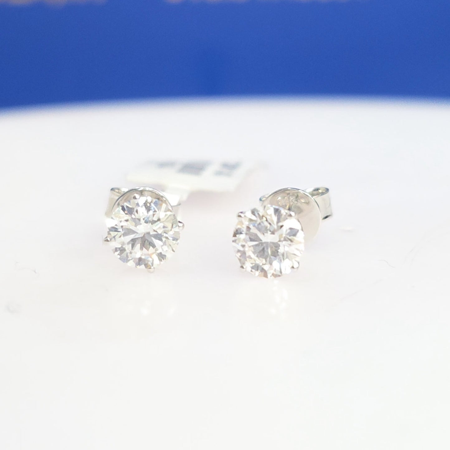 14K White Gold Lab Grown Diamond Stud Earrings – 1.55 CTW Round Brilliant