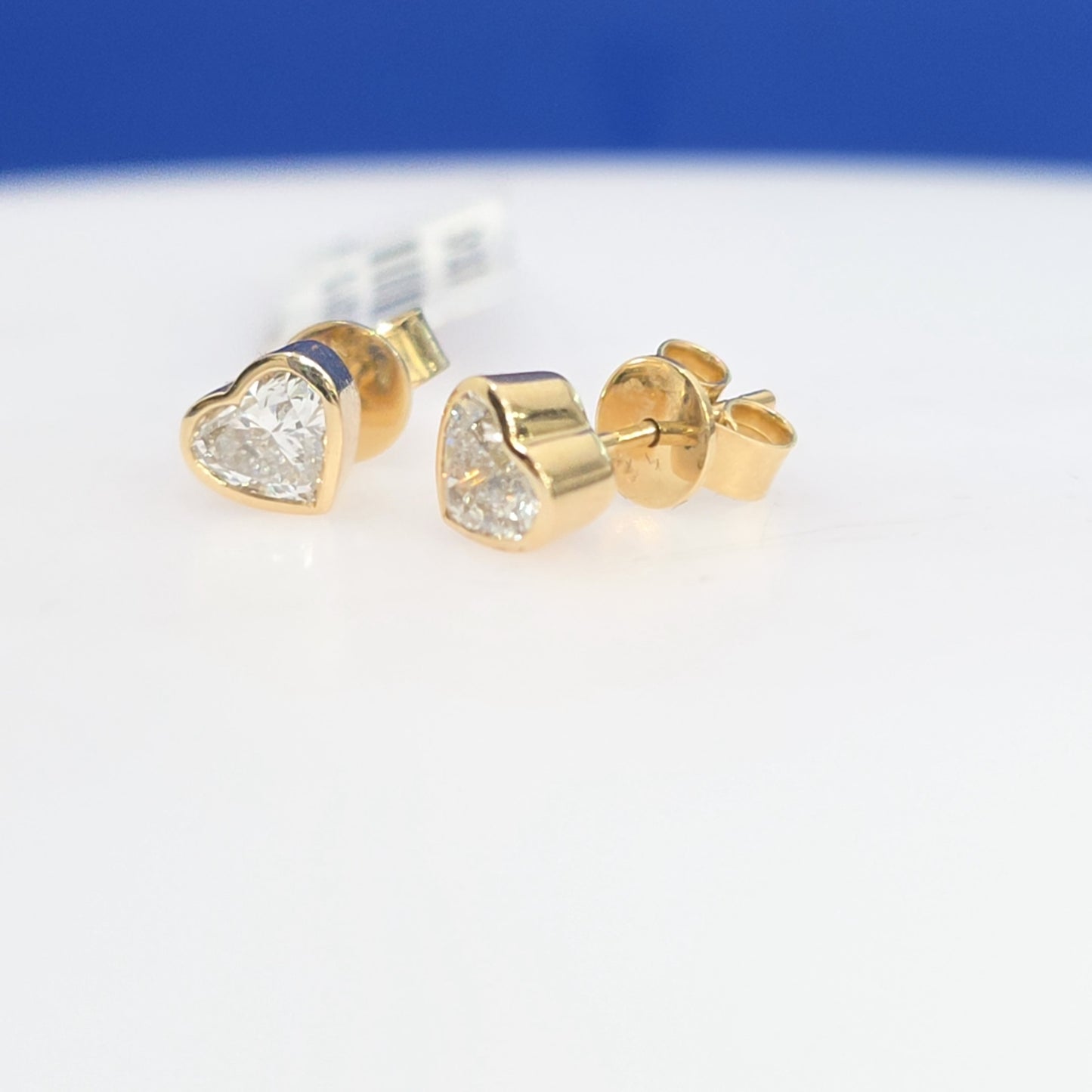 14K Yellow Gold Heart Lab Grown Diamond Bezel Stud Earrings – 1.00 CTW