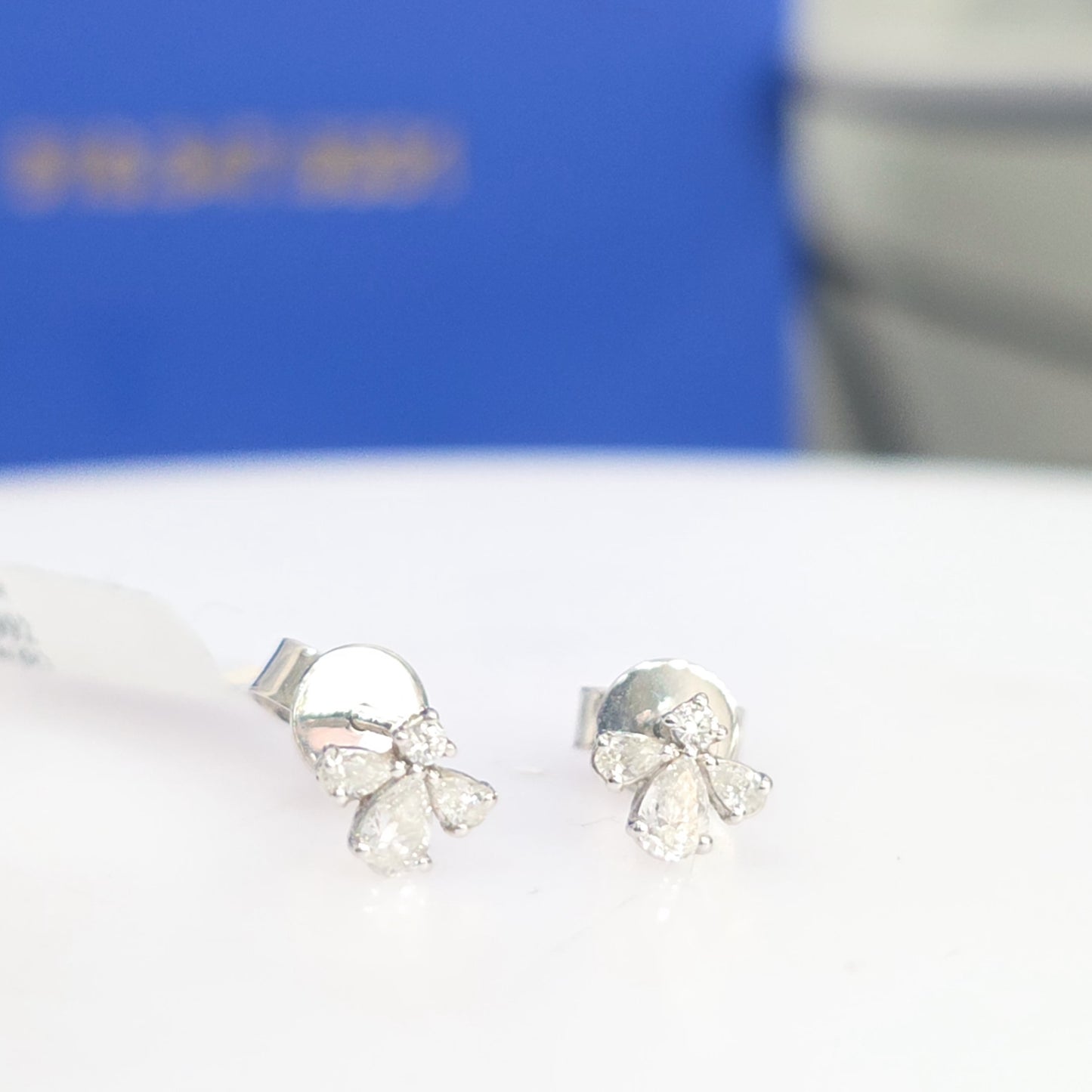 Petite 14K Gold Pear & Round Diamond "Bird Look" Earrings – 0.33 CTW
