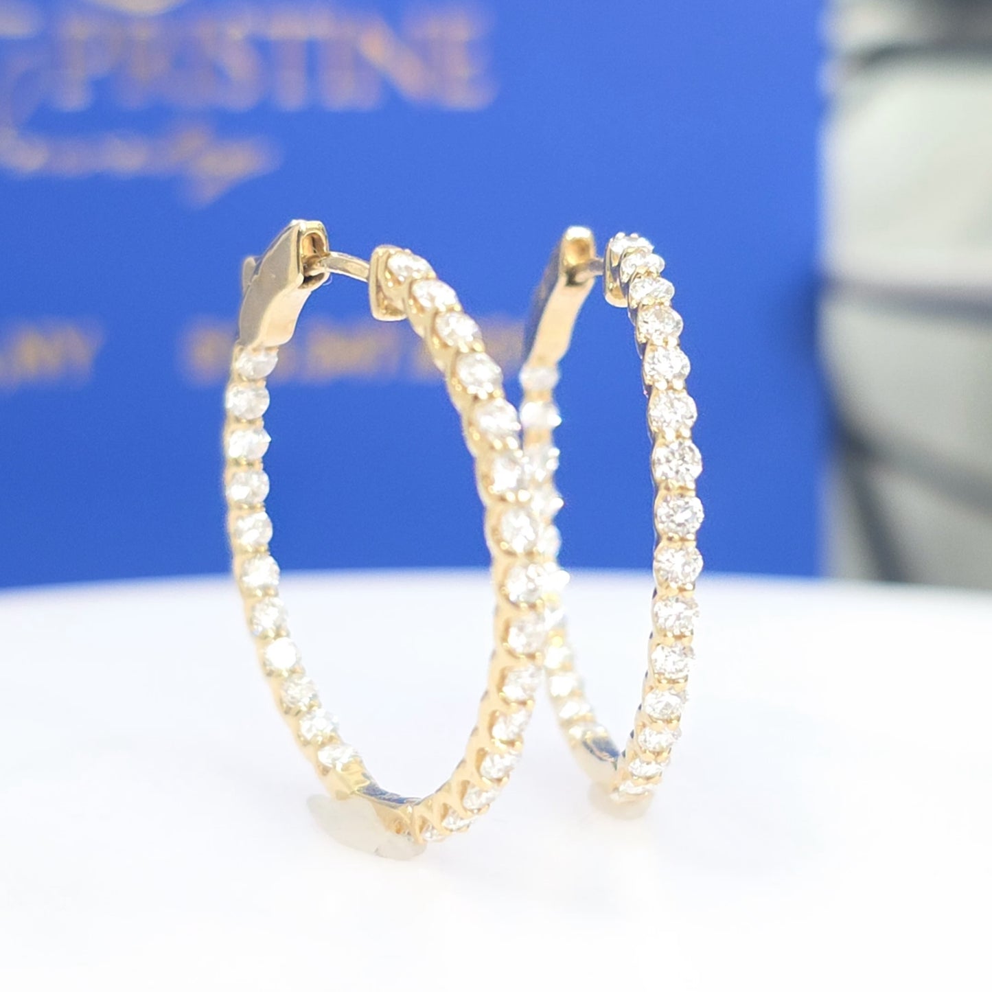 14KT Yellow Gold Lab Grown Diamond Inside-Out Hoop Earrings – 2.00 CTW (IGI Certified)