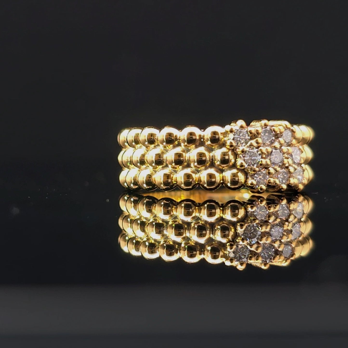 Three Row Ball Design Lab Grown Diamond Stackable Ring – 9/0.50CTW | 14K Gold Over Silver