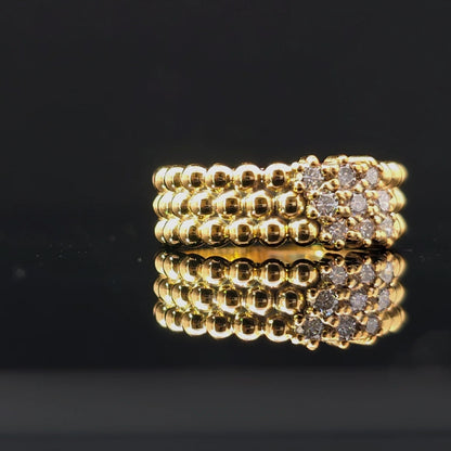 Three Row Ball Design Lab Grown Diamond Stackable Ring – 9/0.50CTW | 14K Gold Over Silver