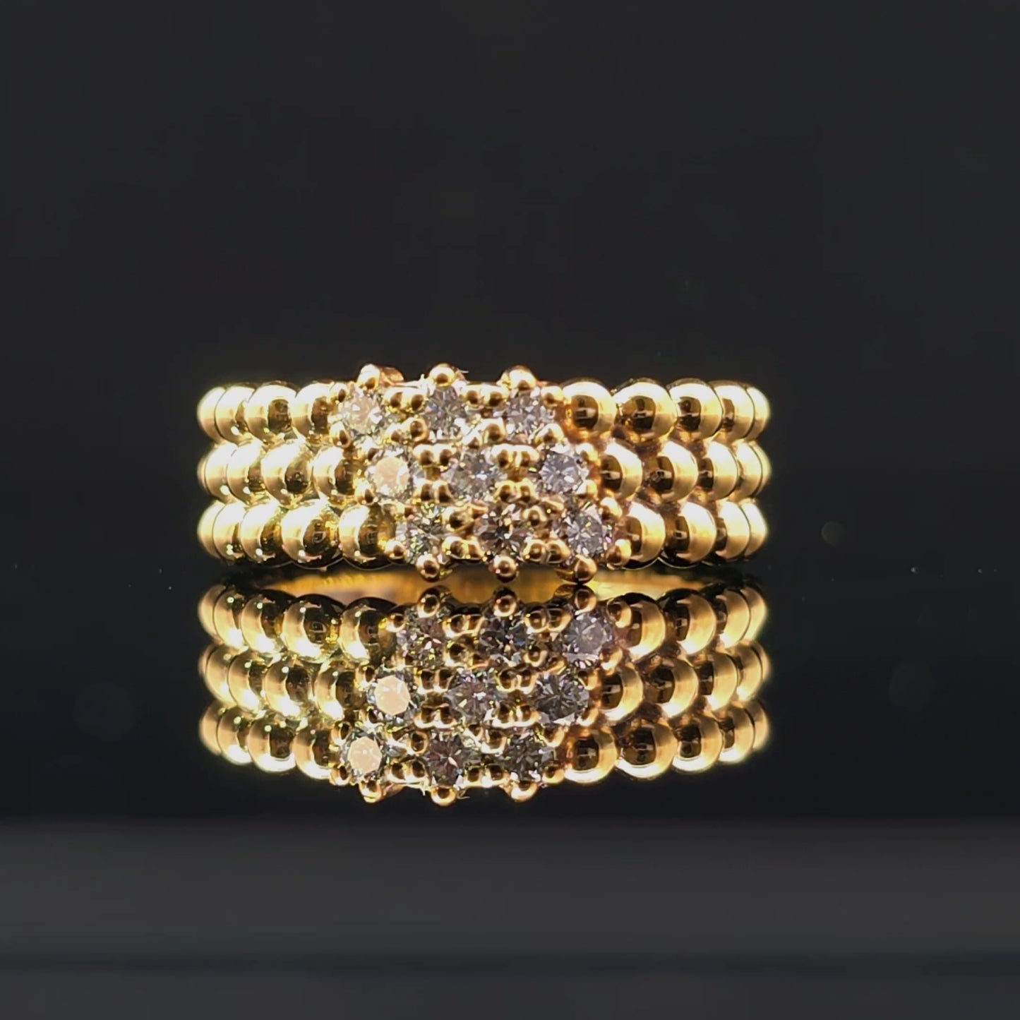 Three Row Ball Design Lab Grown Diamond Stackable Ring – 9/0.50CTW | 14K Gold Over Silver