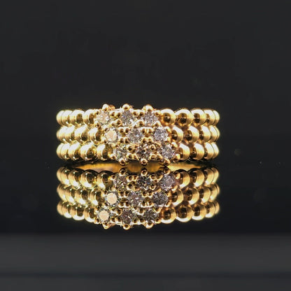 Three Row Ball Design Lab Grown Diamond Stackable Ring – 9/0.50CTW | 14K Gold Over Silver