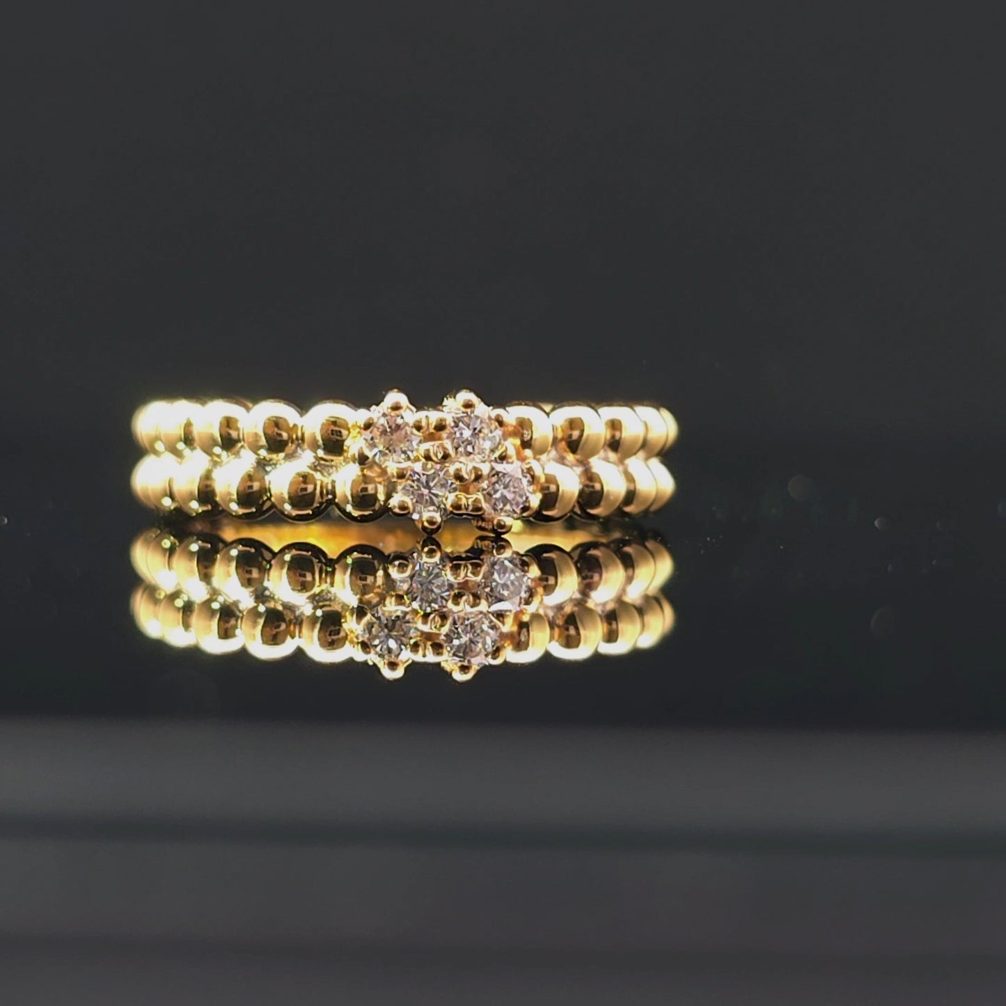 Two Row Ball Design Lab Grown Diamond Stackable Ring – 0.20 CTW | 14K Gold Over Silver