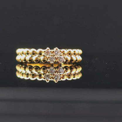 Two Row Ball Design Lab Grown Diamond Stackable Ring – 0.20 CTW | 14K Gold Over Silver