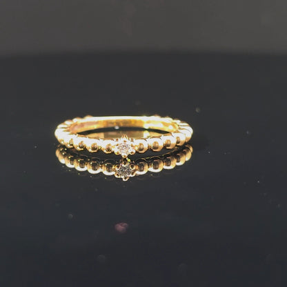 One Row Ball Design Lab Grown Diamond Stackable Ring – 0.05 CTW | 14K Gold Over Silver