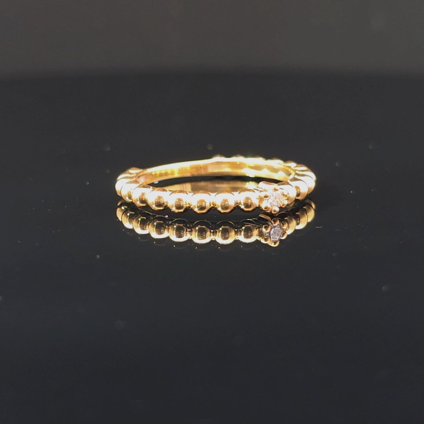 One Row Ball Design Lab Grown Diamond Stackable Ring – 0.05 CTW | 14K Gold Over Silver