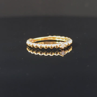 One Row Ball Design Lab Grown Diamond Stackable Ring – 0.05 CTW | 14K Gold Over Silver