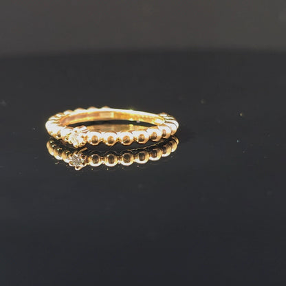 One Row Ball Design Lab Grown Diamond Stackable Ring – 0.05 CTW | 14K Gold Over Silver