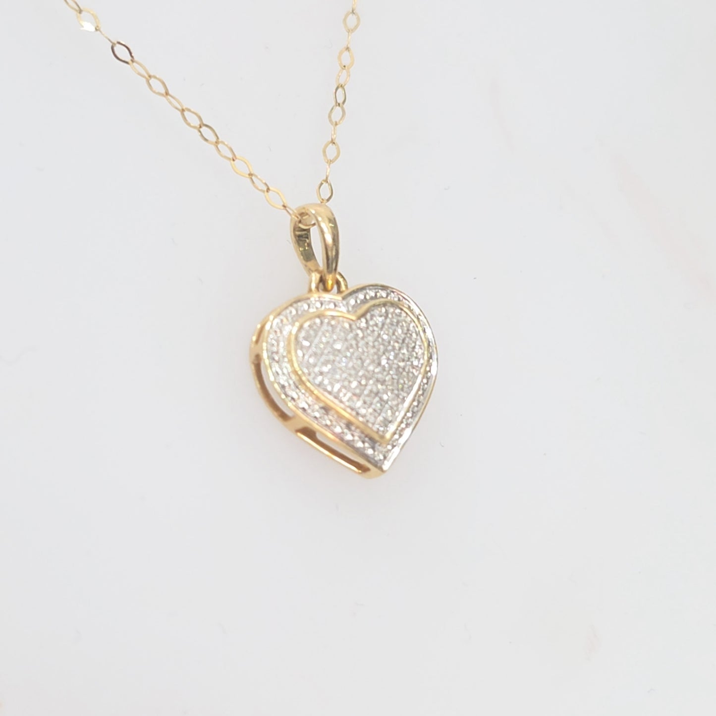 14K Solid Gold Natural Diamond Heart Pendant Necklace – 0.12 CTW | 18" Chain Included