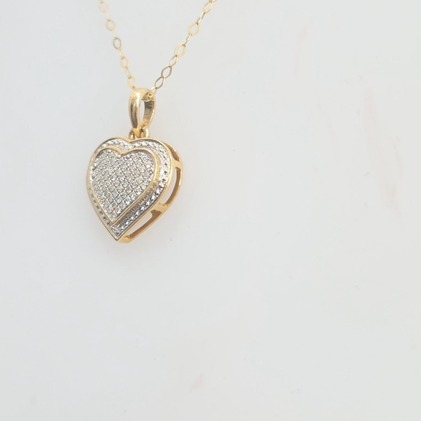 14K Solid Gold Natural Diamond Heart Pendant Necklace – 0.12 CTW | 18" Chain Included