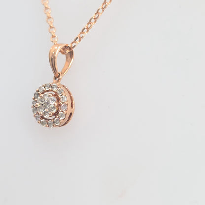 10kt Rose Gold 0.25Ctw Halo Cluster Diamond Pendant Only