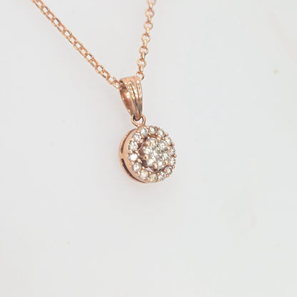 10kt Rose Gold 0.25Ctw Halo Cluster Diamond Pendant Only