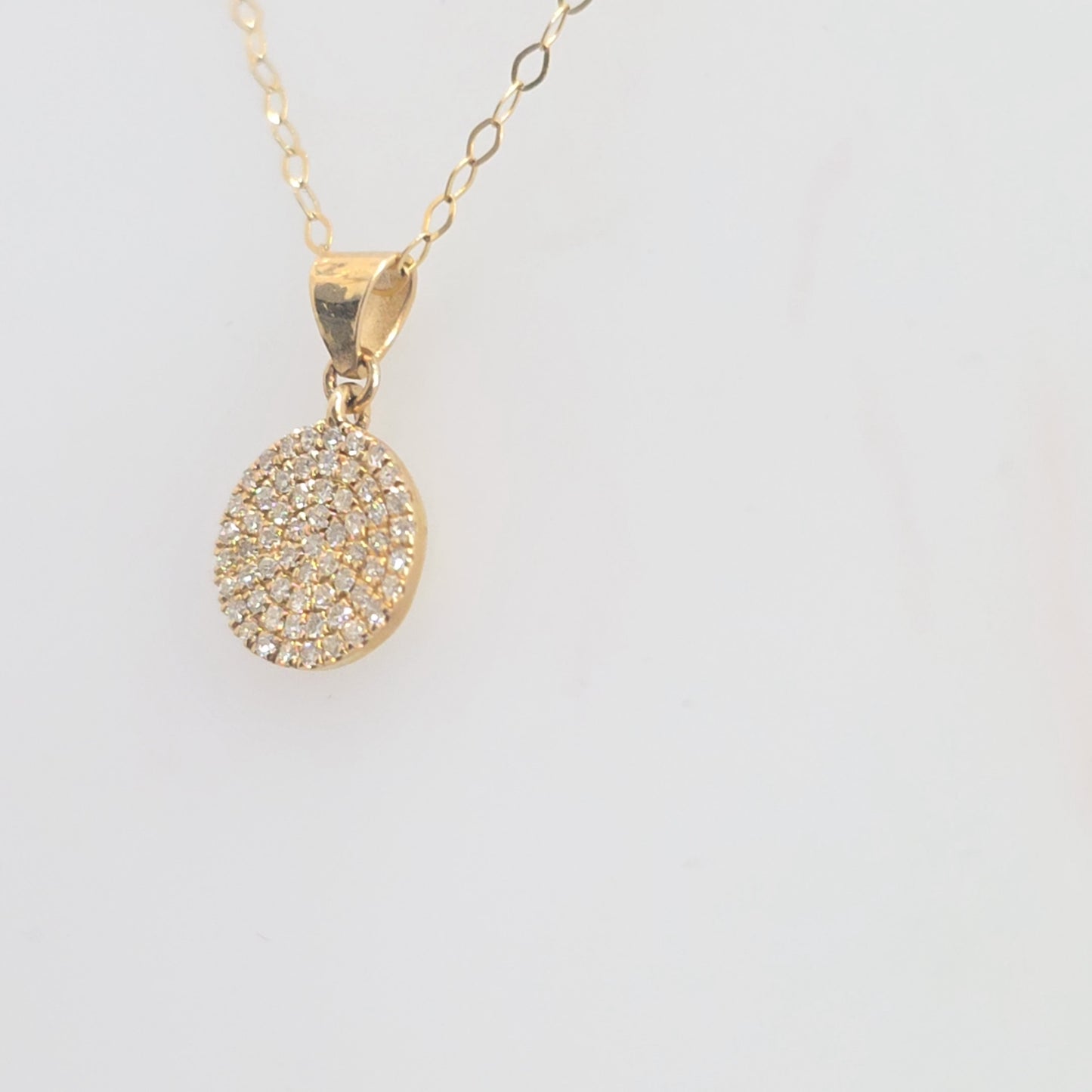 14K Solid Gold 0.30ctw Round Disc Diamond Necklace